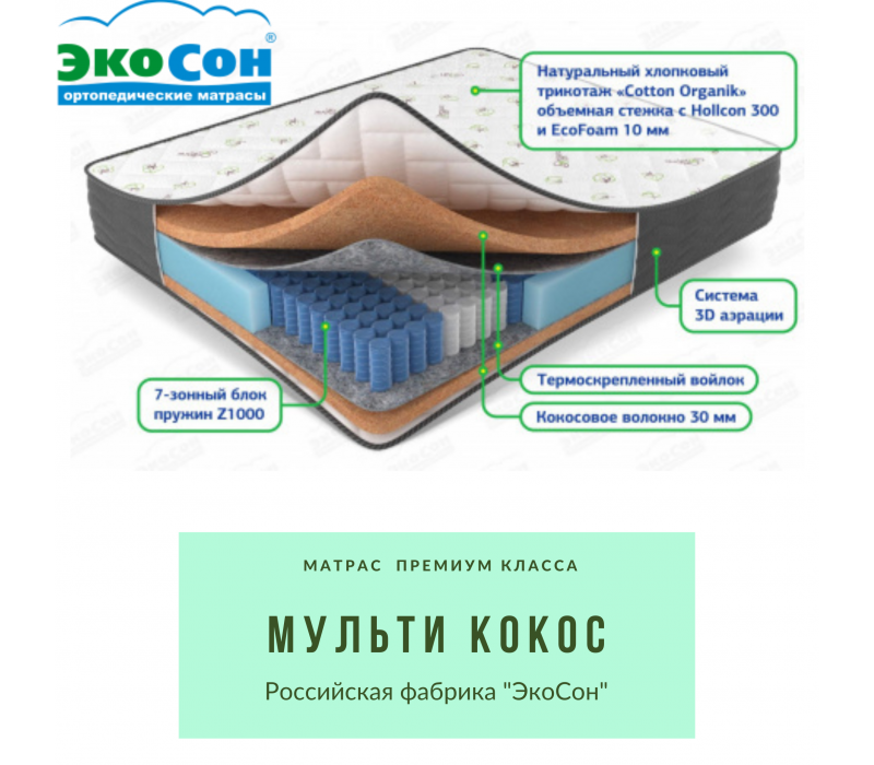 Матрас МУЛЬТИ кокос 30